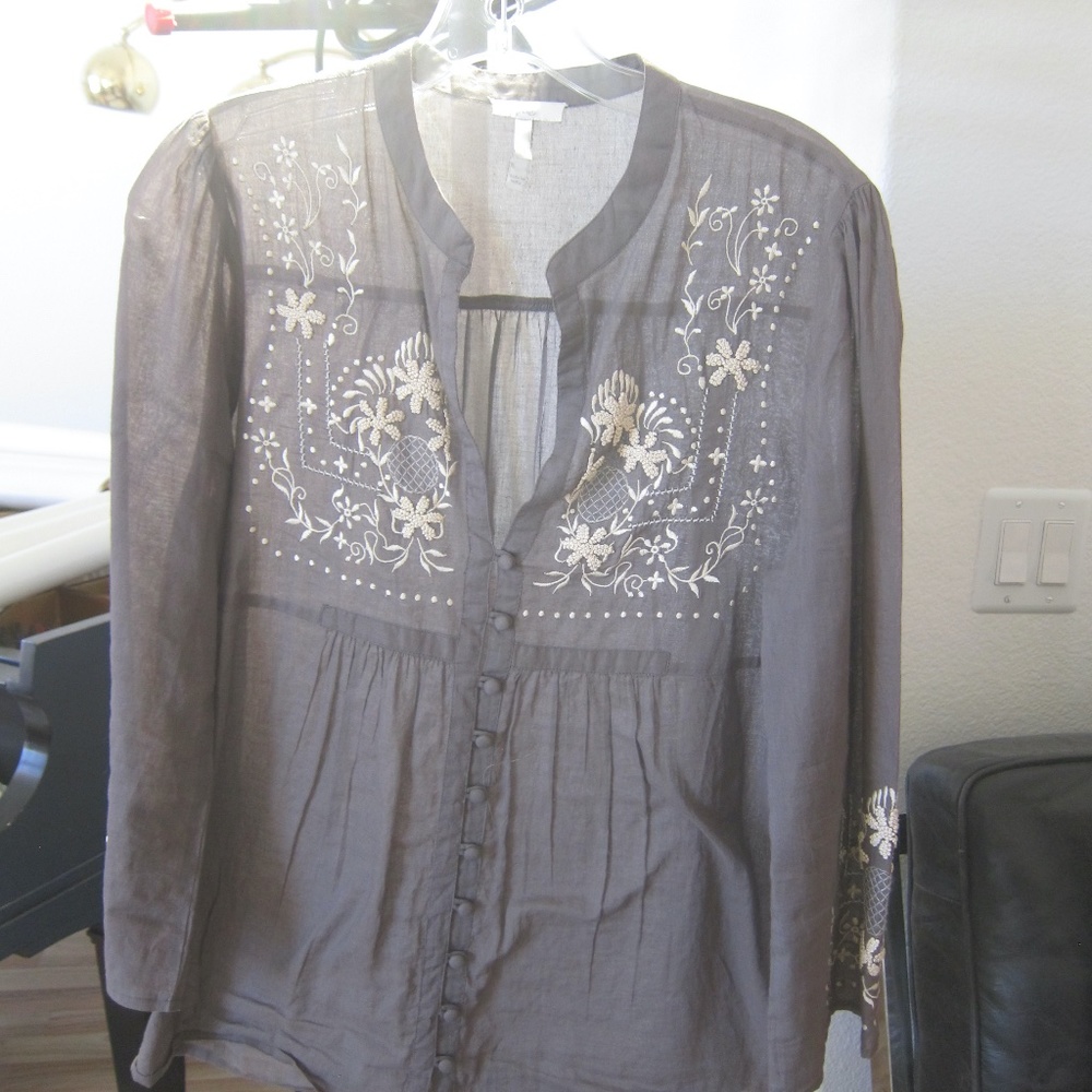 JOIE SHEAR EMBROIDERED BLOUSE BOHO